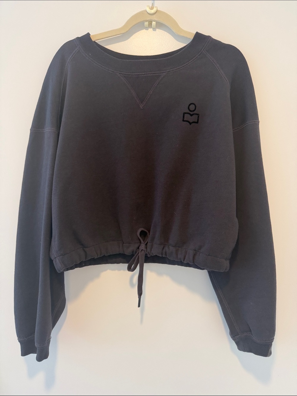 Isabel Marant Black Cropped Drawstring Sweatshirt